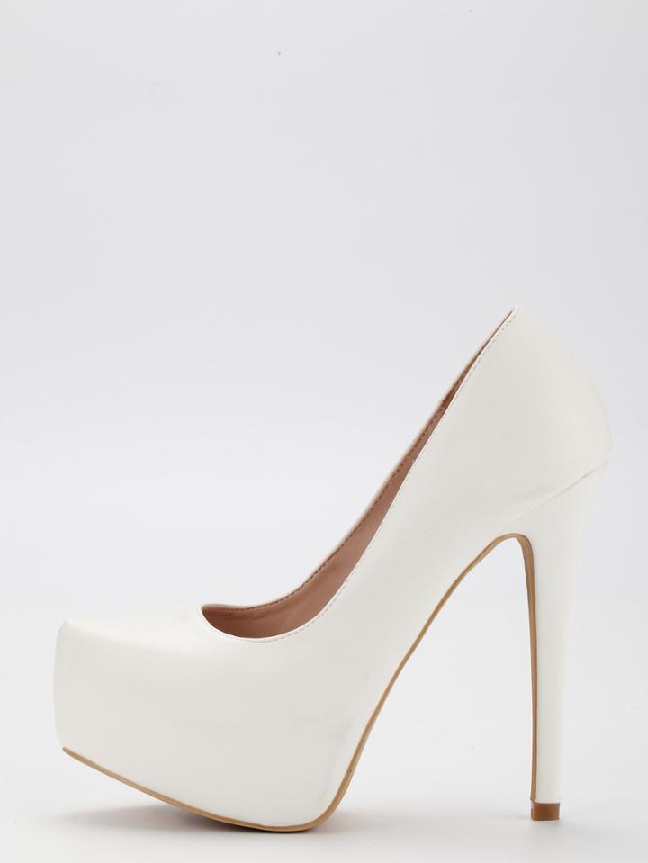 Shein White Faux Leather Platform Pumps