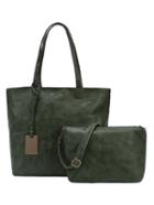 Shein Dark Green Distressed Tote With Crossbody Bag