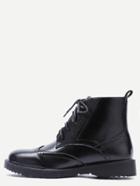 Shein Black Pu Wingtip Lace Up Booties