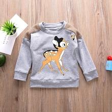Shein Toddler Girls Contrast Panel Cartoon Print Sweatshirt