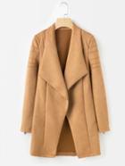 Shein Drape Neckline Suede Coat