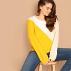 Shein Plus Two-tone Round Neck Sweatshirt