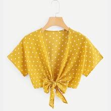 Shein Knot Front Spot Crop Top