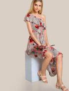 Shein Flounce One Shoulder Self Tie Dress