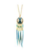 Shein Lakeblue Dream Catcher Style Colorful Feather Pendant Necklace