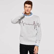 Shein Men Ecg Wave Embroidery Jumper
