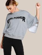 Shein Girl Power Split Sleeve Sweatshirt