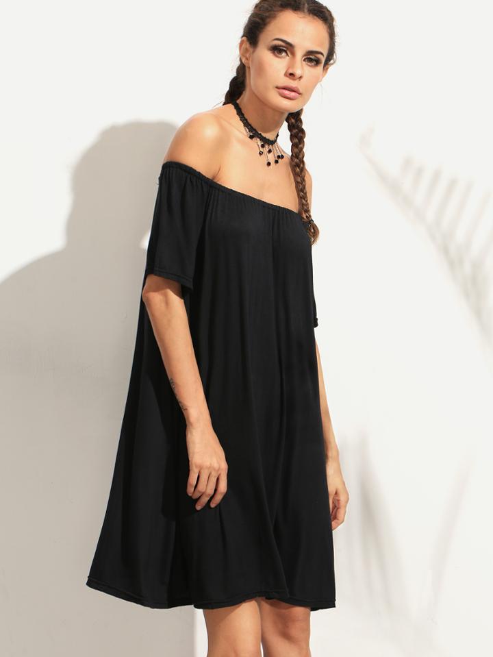 Shein Black Off The Shoulder Beach Dress