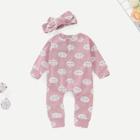 Shein Toddler Girls Cartoon Print Jumpsuit With Headband