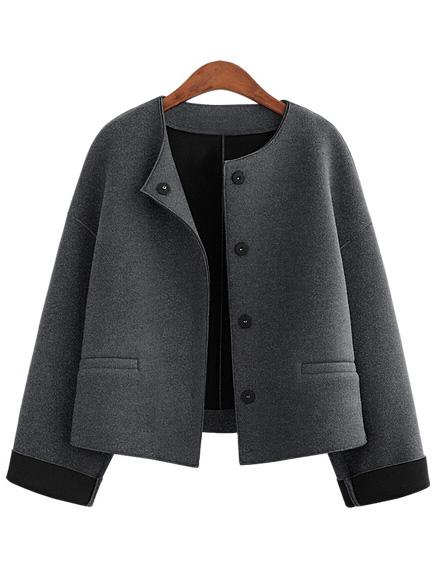 Shein Women Grey Pocket Car Coat