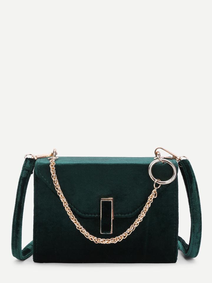 Shein Velvet Crossbody Bag With Chain Handle