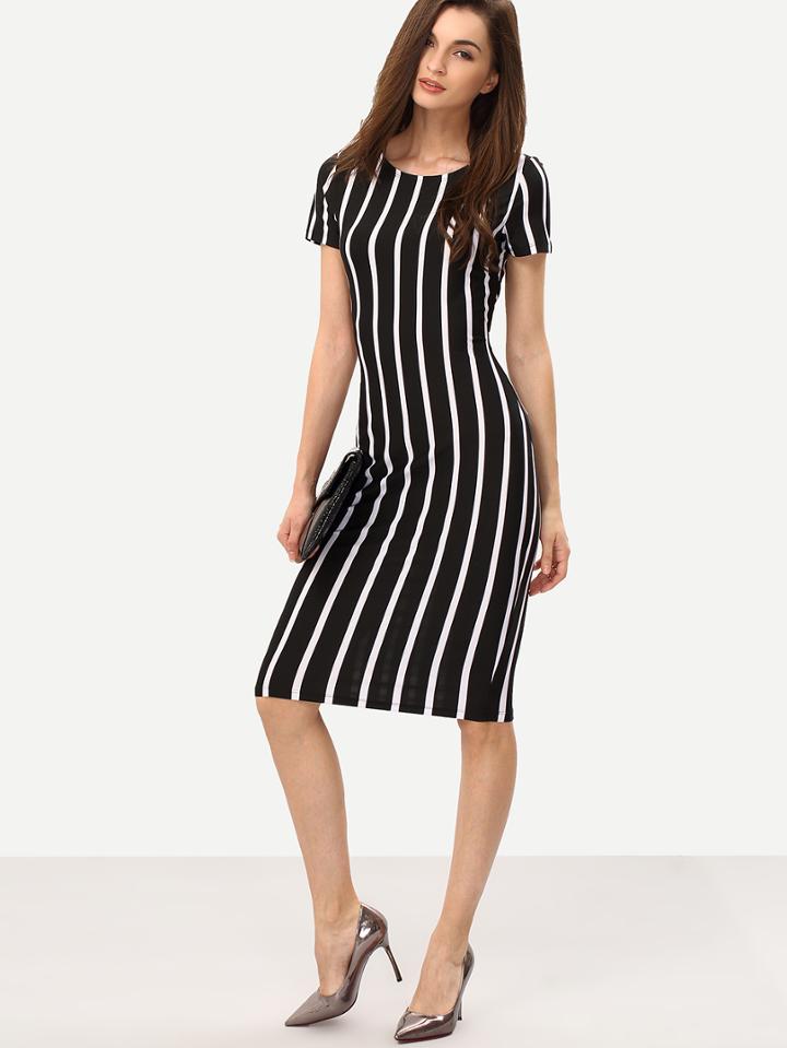 Shein Vertical Striped Long Sheath Dress