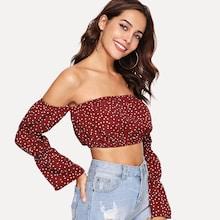 Shein Polka Dot Off The Shoulder Blouse