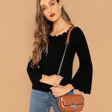 Shein Scallop Trim Solid Top