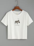 Shein White Zebra Print T-shirt