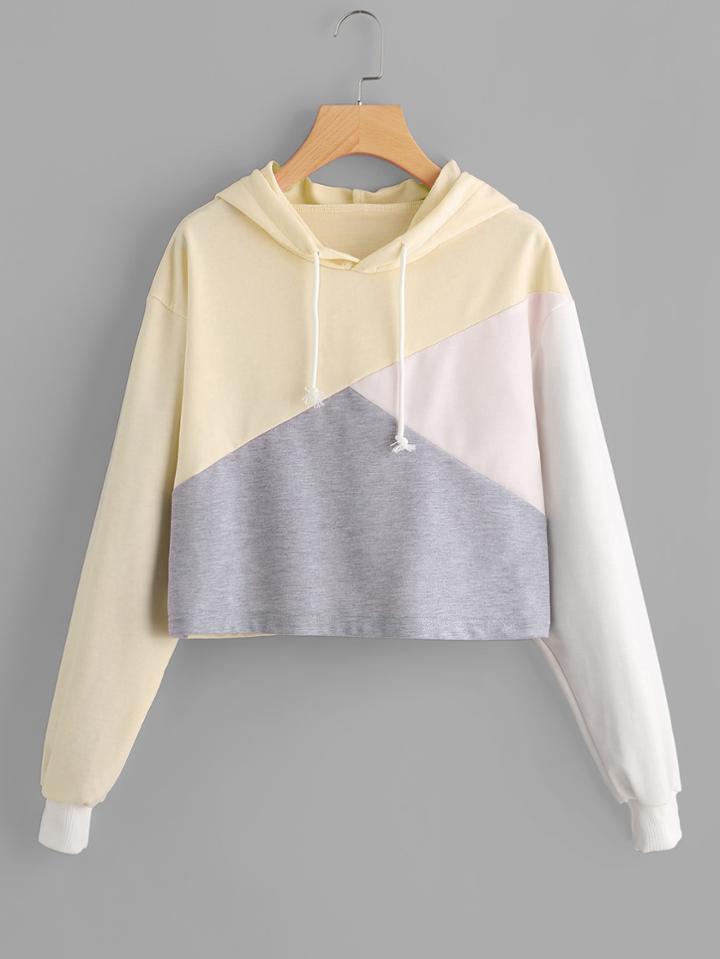 Shein Cut And Sew Crop Hoodie