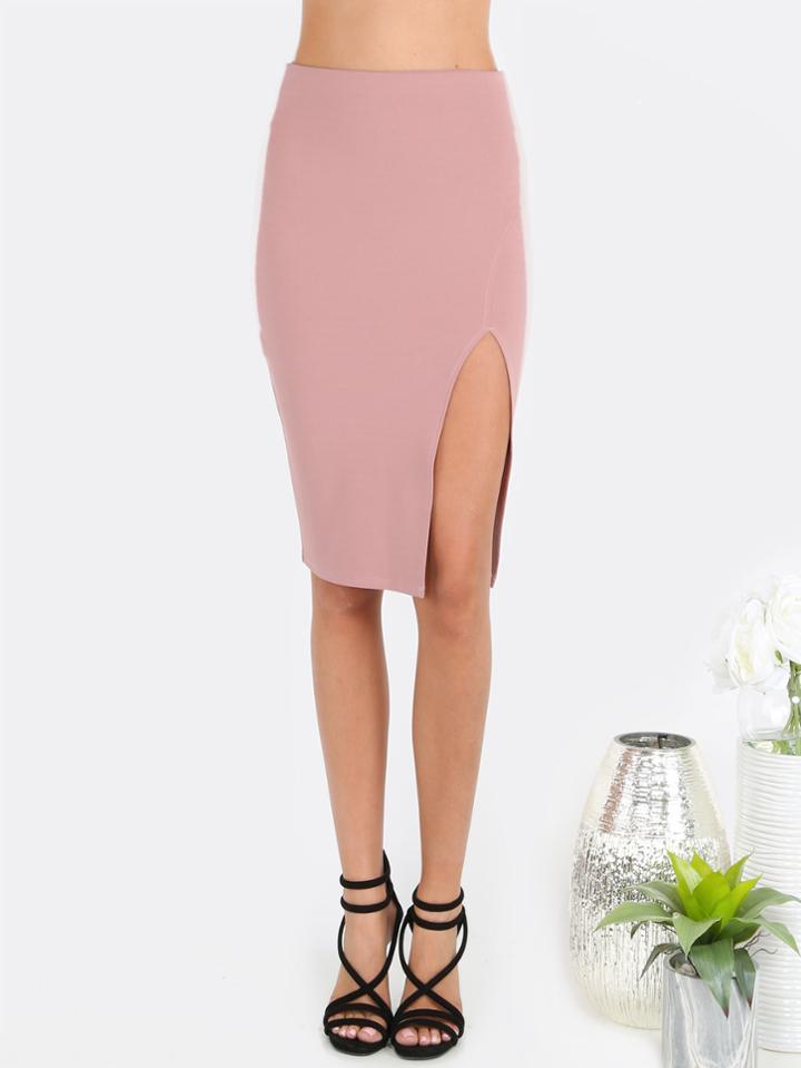 Shein Purple Split Side Zipper Back Pencil Skirt