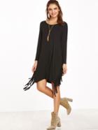 Shein Black Long Sleeve Fringe Dress