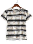 Shein Dip Hem Striped Split T-shirt