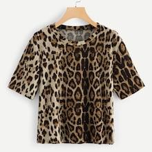 Shein Leopard Round Neck Tee
