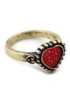 Shein Red Diamond Retro Gold Heart Ring