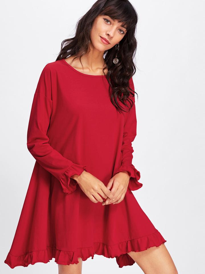 Shein Frill Trim Swing Tee Dress