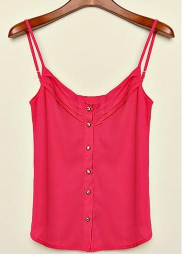 Rosewe Enchanting Solid Red Button Decorated Summer Vest For Woman