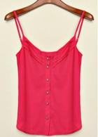Rosewe Enchanting Solid Red Button Decorated Summer Vest For Woman