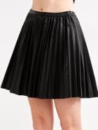 Shein Black Faux Leather Pleated Skirt