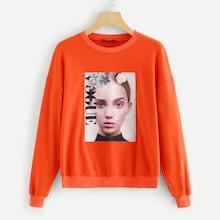 Shein Rhinestone Detail 3d Applique Figure Sweatshirt