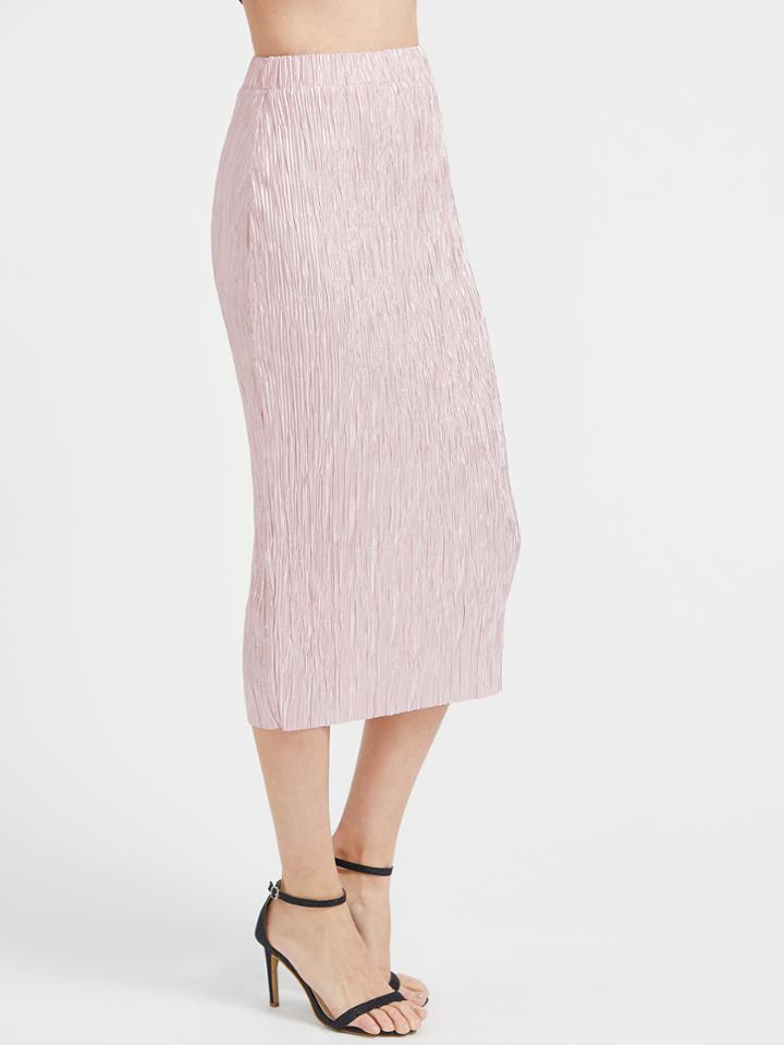 Shein Elastic Waist Embossed Metallic Pencil Skirt
