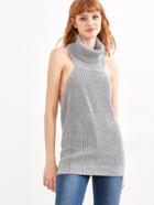 Shein Grey Turtleneck Backless Sweater