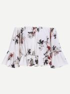 Shein Florals Off Shoulder Flute Sleeve Blouson Top