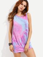 Shein Pink And Blue Tie Dye Tank Dress