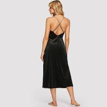 Shein Crisscross Back Split Side Velvet Cami Dress