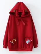 Shein Ruffle Detail Reindeer Christmas Hoodie