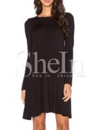 Shein Black Lbd Long Sleeve Casual Dress