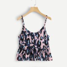 Shein Ruffle Hem Random Print Cami Top