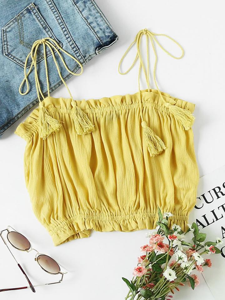 Shein Strapless Frill Trim Crop Top