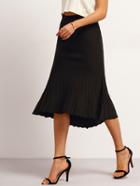 Shein Black Ribbed Ruffle Hem Skirt