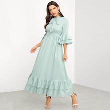 Shein Laser Cut Tiered Ruffle Trim Dress