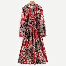 Shein Knot Detail Floral Print Dress