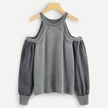 Shein Open Shoulder Stripe Knit Halter Jumper