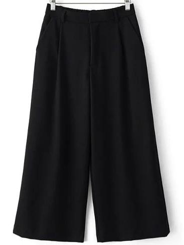 Shein Black Pockets Elastic Waist Wide Leg Pants