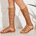 Shein Lace Up Front Caged Flat Sandals