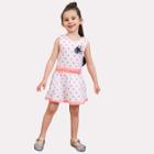 Shein Girls Flower Decoration Button Back Spot Top With Skirt