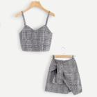 Shein Checked Cami Top With Asymmetrical Hem Skirt