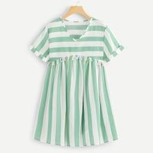 Shein Fringe Detail Striped Dress