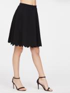 Shein Elastic Waist Scallop Hem Textured Skirt