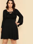 Shein Grommet Strappy Neck Smock Dress